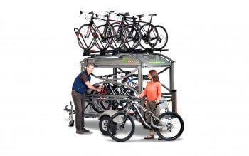 Studio shoot SylvanSport GO camper trailer with bikes