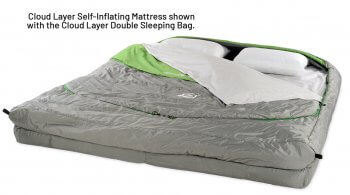 sleeping bag 3/4 view showing layers