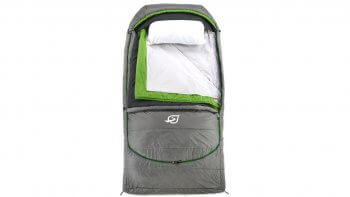sleeping bag top view showing layers