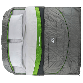 double sleeping bag top view sideways
